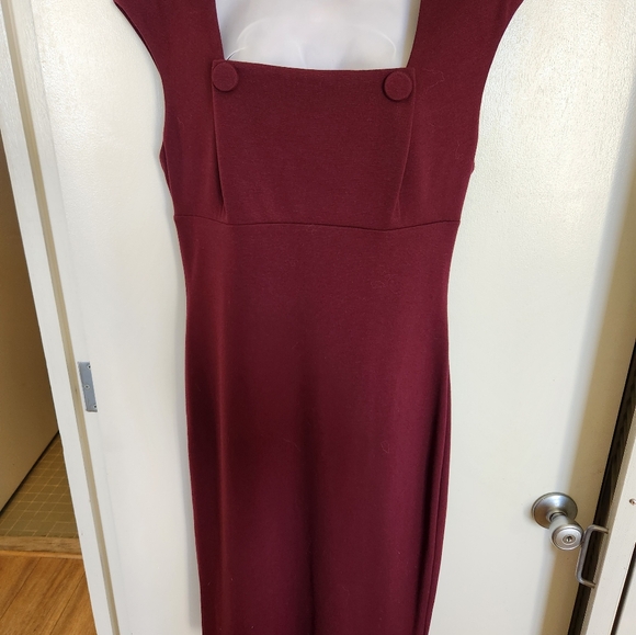 Burgundy Calvin Klein empire waist dress, size 6 - Picture 3 of 4